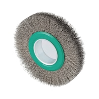 Wheel brush Stainless steel, crimped, with hole