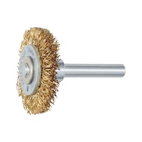 Wheel brush Steel, brass-plated, corrugated, with M6 thread mount
