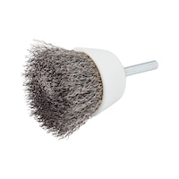 Wire cup brush Stainless steel, crimped, with shaft and plastic ferrule
