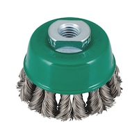 Wire cup brush HEAVY DUTY knotted stainless steel with M14 connecting thread