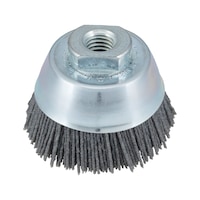 Wire cup brush LONGLIFE Universal with crimped sanding bristles with M14 connecting thread