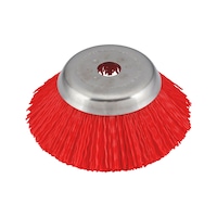 Bevel brush Knotted, with hole and plastic bristles, crimped, for brush cutters