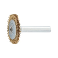 Wheel brush for bodywork Steel, brass-plated, crimped, with shaft
