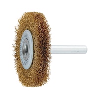 Spindle-mounted wheel brush with brass wire