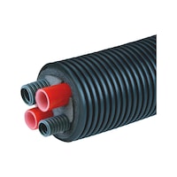 Plastic pipe double line with protective pipe