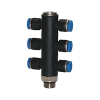 T-distributor 6-way with hex. socket G thread