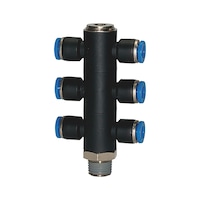 T-distributor 6-way with hex. socket R thread