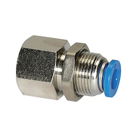 Straight partition push-in fitting with female thread