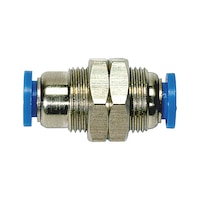 Partition push-in fitting straight plastic/brs
