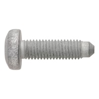 Round head screw with hexalobular socket Steel 10.9 zinc flake silver with insertion spigot and half dog point