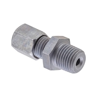 Straight male fitting ISO 8434-1, zinc-nickel-plated steel, tapered BSPT male thread