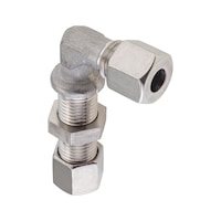 90° angled bulkhead fitting ISO 8434-1, stainless steel 1.4571