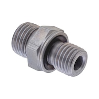 Straight male fitting ISO 8434-1, zinc-nickel-plated steel, metric male thread with seal