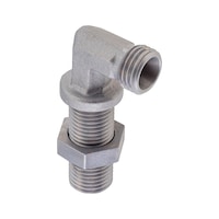 90° Winkel-Schottverschraubung ISO 8434-1, Stahl Zink-Nickel