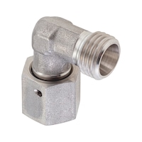 90° angled adjustable sealing cone fitting ISO 8434-1, stainless steel 1.4571, cutting ring connection with o-ring