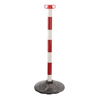 Plastic barrier post with base for barrier chains