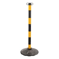 Plastic barrier post with base for barrier chains