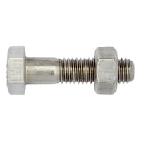 Hexagonal bolt with shaft, SB fittings, DIN EN 15048-1 ISO 4014, A4-70 stainless steel, plain, with nut ISO 4032