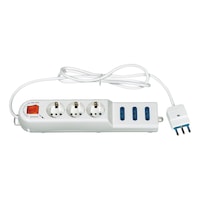 Multiple socket outlet with overvoltage protection for domestic use
