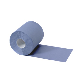 Rollo de papel para manos extracción central azul