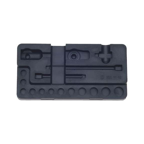 適用於 1/4 英吋套筒扳手分類的硬泡棉嵌件 - 內盒(965 11 16 工具盒專用) PU材質 黑