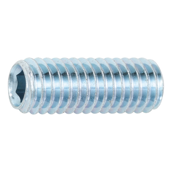 Pinolskrue med indvendig sekskant med flad ende ISO 4026, stål 45H, forzinket, blåpassiveret (FZB) - 1