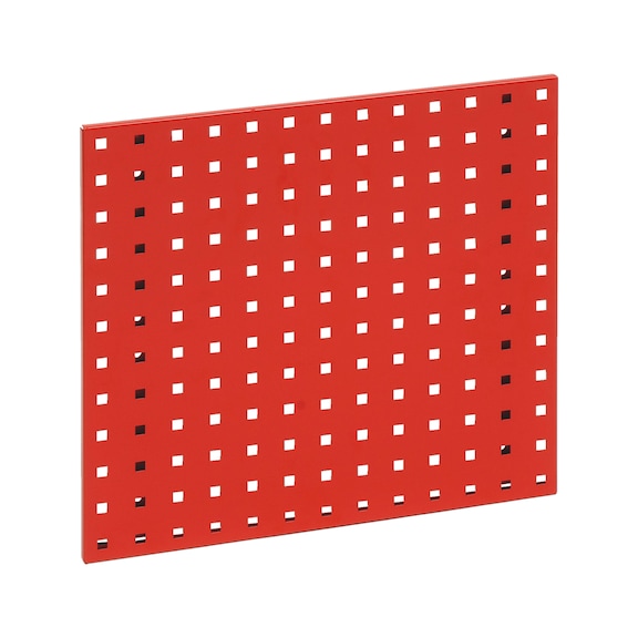 Base plate for square-perforated panel system - BSEPLT-RAL3020-TRAFFICRED-457X495MM