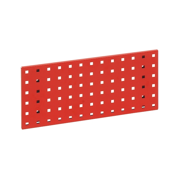 Base plate for square-perforated panel system - BSEPLT-RAL3020-TRAFFICRED-228X495MM