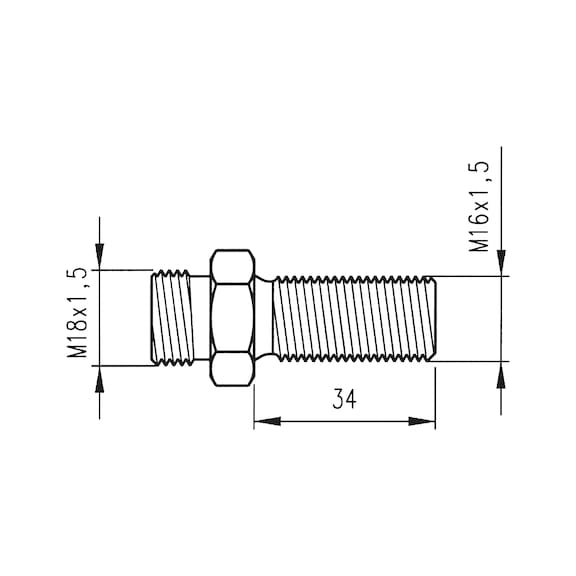 Adapter für Luft-Spiralleitungen UNI - ADAPT-F.LUFTSPRLLTG-UNI-M16X1,5-34MM