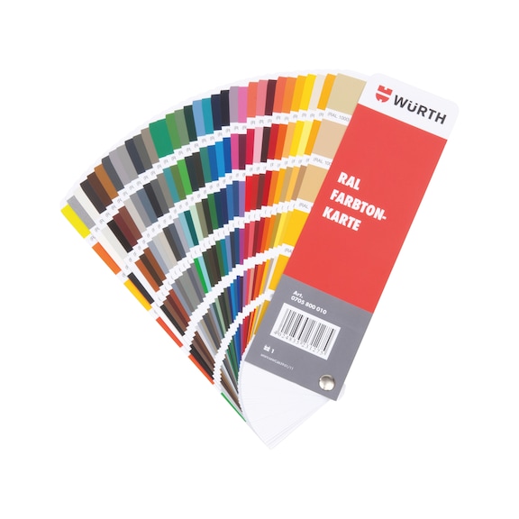 RAL-Farbtonkarte mit glänzender Lackoberfläche, erleichtert die Farbauswahl