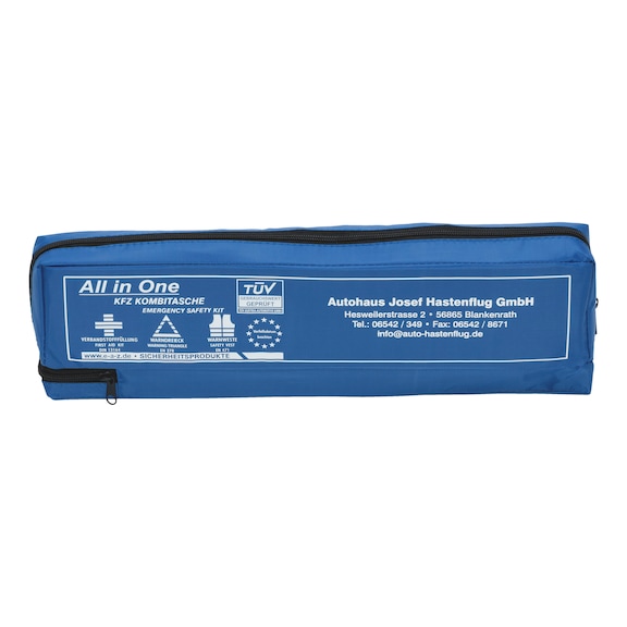 Printed car first aid bag, three pieces - 1STAIDBG-BLUE-3PCS-INDIVIDUALIZED