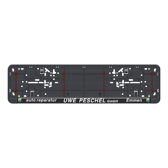 Complete printed Twin-Fixx number plate holder - NPH-COMPL-PLT/STR-3COL-TWINFIXX-520MM