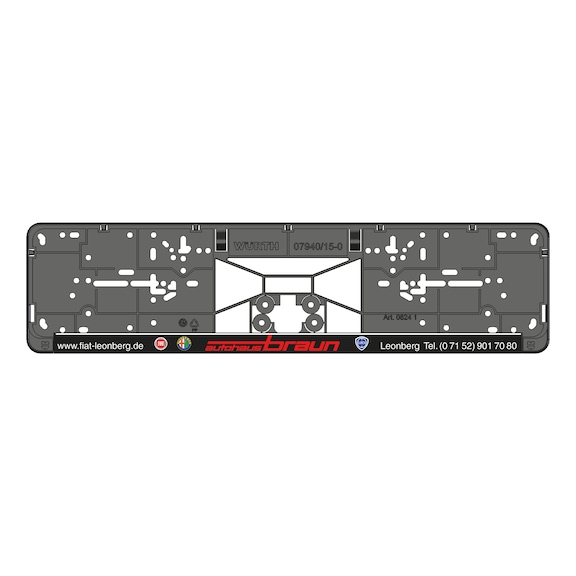 Complete printed Clipster number plate holder - NPH-COMPL-PLT/STR-7COL-CLIPSTER-520MM