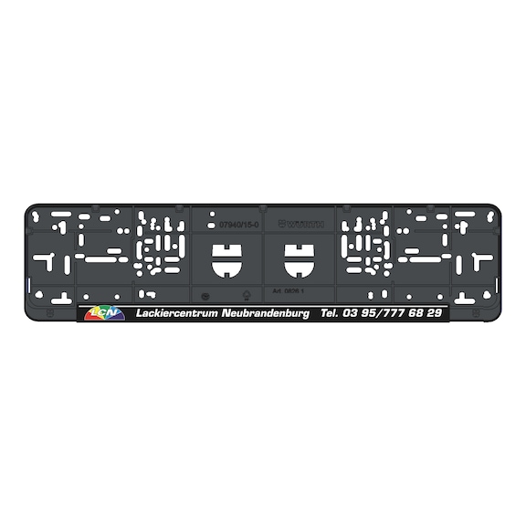 Complete printed Classic number plate holder - NPH-COMPL-PLT/STR-6COL-CLASSIC-520MM