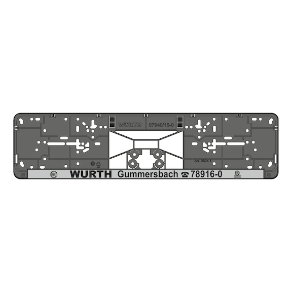 Complete printed Clipster number plate holder - NPH-COMPL-PLT/STR-SILV-NEG-CLIPSTER-520