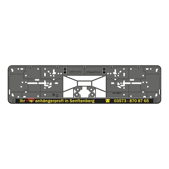 Complete printed Clipster number plate holder - NPH-COMPL-PLT/STR-3COL-CLIPSTER-520MM