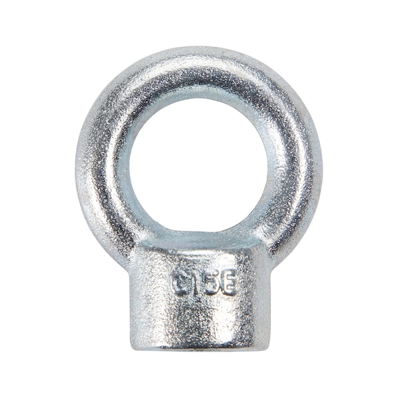 Ring nut DIN 582, steel C15E, zinc-plated, blue passivated (A2K) - NUT-EYE-FACADECNST-C15E-(A2K)-M16/25