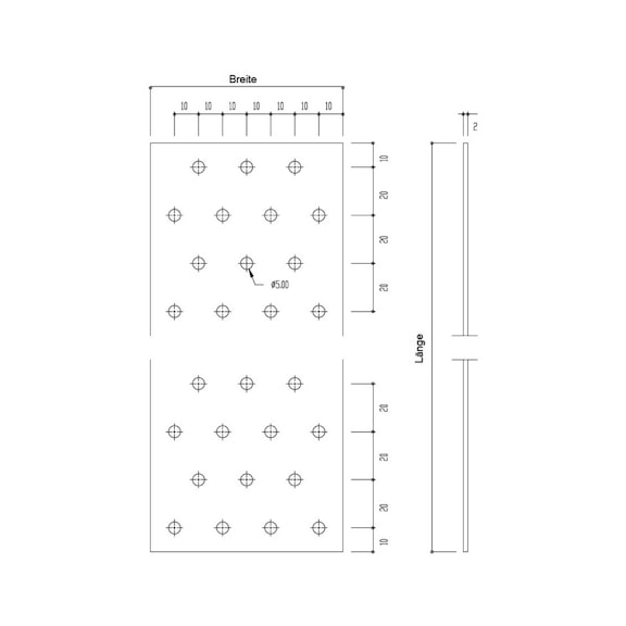 Perforated plate strip 2.0 mm - 2