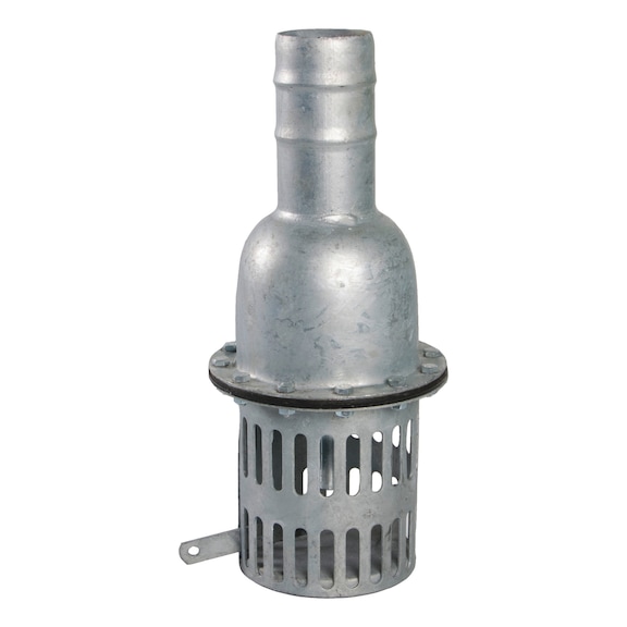 Suction strainer with a drain valve