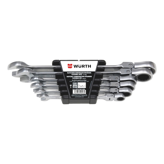Ratchet combination wrench assortment, inch, flexible 6 pieces - 1