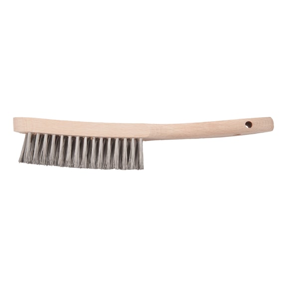 Wire brush 3-row, V-shaped, wooden handle