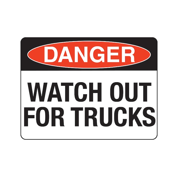 Warning Sign Danger - Trucks - 600X450MM