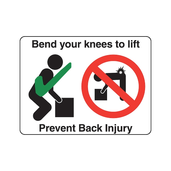 Info Sign - Prevent Back Injury - 600X450MM