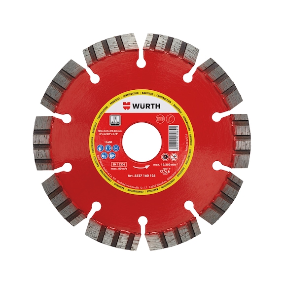 Segmented construction site diamond cutting disc