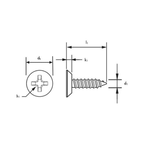 COUNTERSUNK UNDERCUT A2 STAINLESS STEEL SELF-TAPPING SCREW WITH REDUCED HEAD SIZE - 2