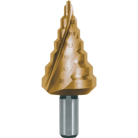 Stepped twist drill HSS TiN Ruko - TWSTSTEPDRILL-RUKO-101058T-HSS-D5-28