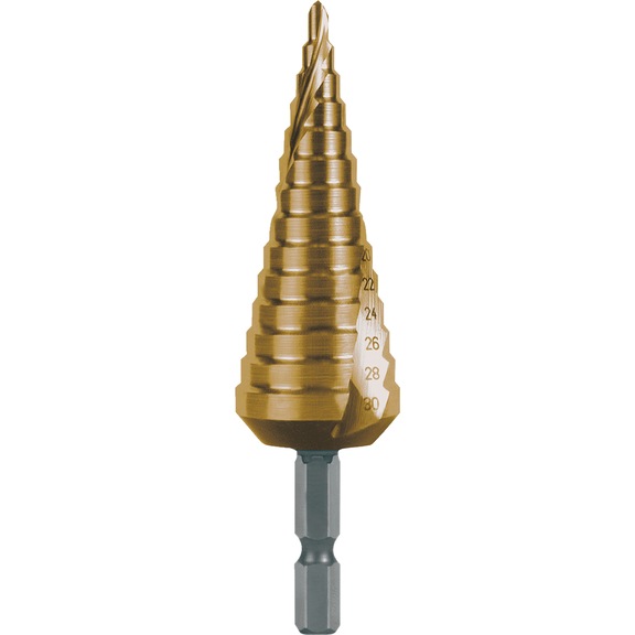 Stepped drill bit, spiral - TWSTSTEPDRILL-RUKO-101052TH-HSS-D4-30