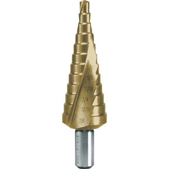 Stepped twist drill HSS TiN inch Ruko - TWSTSTPDRL-RUKO-101704T-HSS-D3/16-7/8