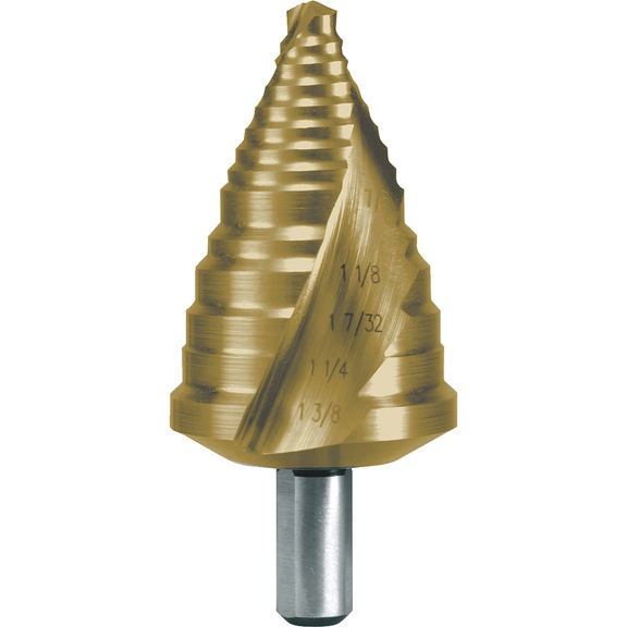 Stepped drill bit, spiral - TWSTSTPDRL-RUKO-101706T-HSS-D7/8-1 3/8