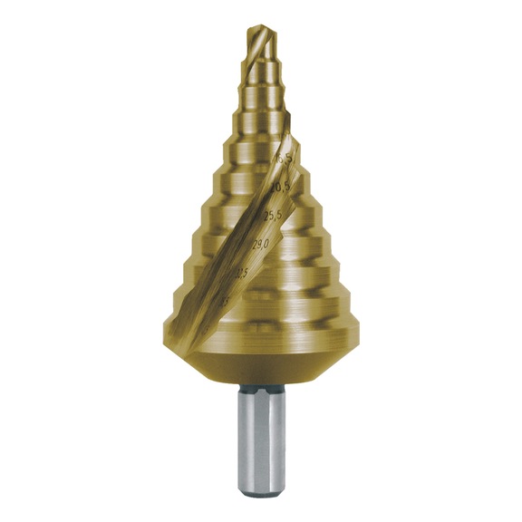 Stepped drill bit, spiral - TWSTSTEPDRIL-RUKO-101090T-HSS-D6,5-40,5